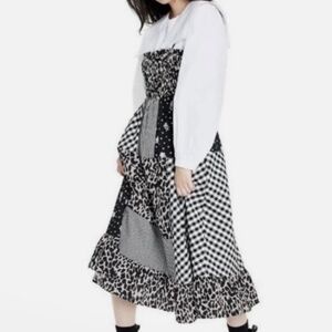 Sandy Liang X Target Patchwork Dress Sleeveless Black/White SzS Floral-Plaid